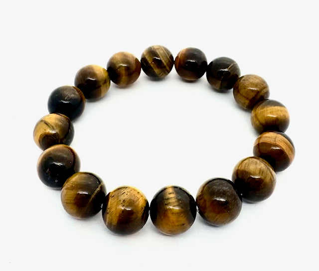 12mm Tiger Eye Gemstone Bracelet – Gift Box Excluded
