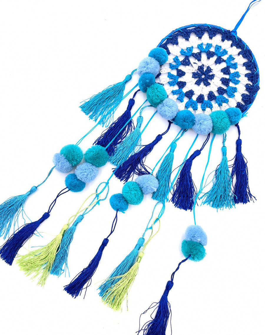 15cm Crochet Dreamcatcher Blue/Turquoise (2 pieces)