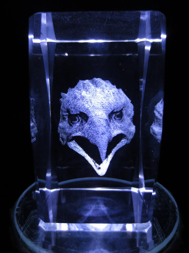 3D Crystal Laser Engraved Block – Eagle (II)