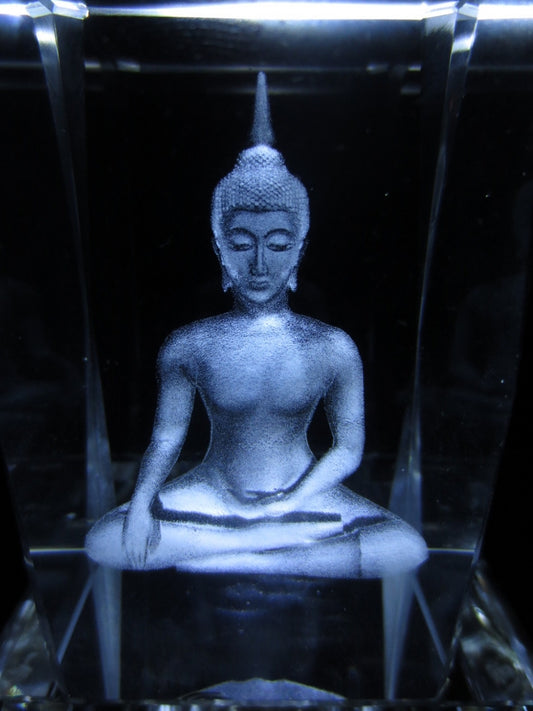 3D Crystal Laser Engraved Block – Thai Buddha