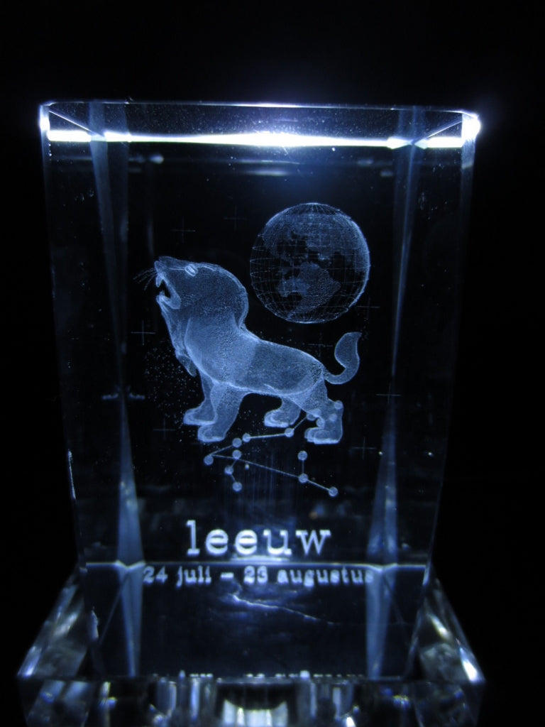 3D Crystal Laser Engraved Block - Leo