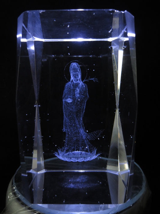 3D Crystal Laser Engraving Block – Luxury Standing Guanyin