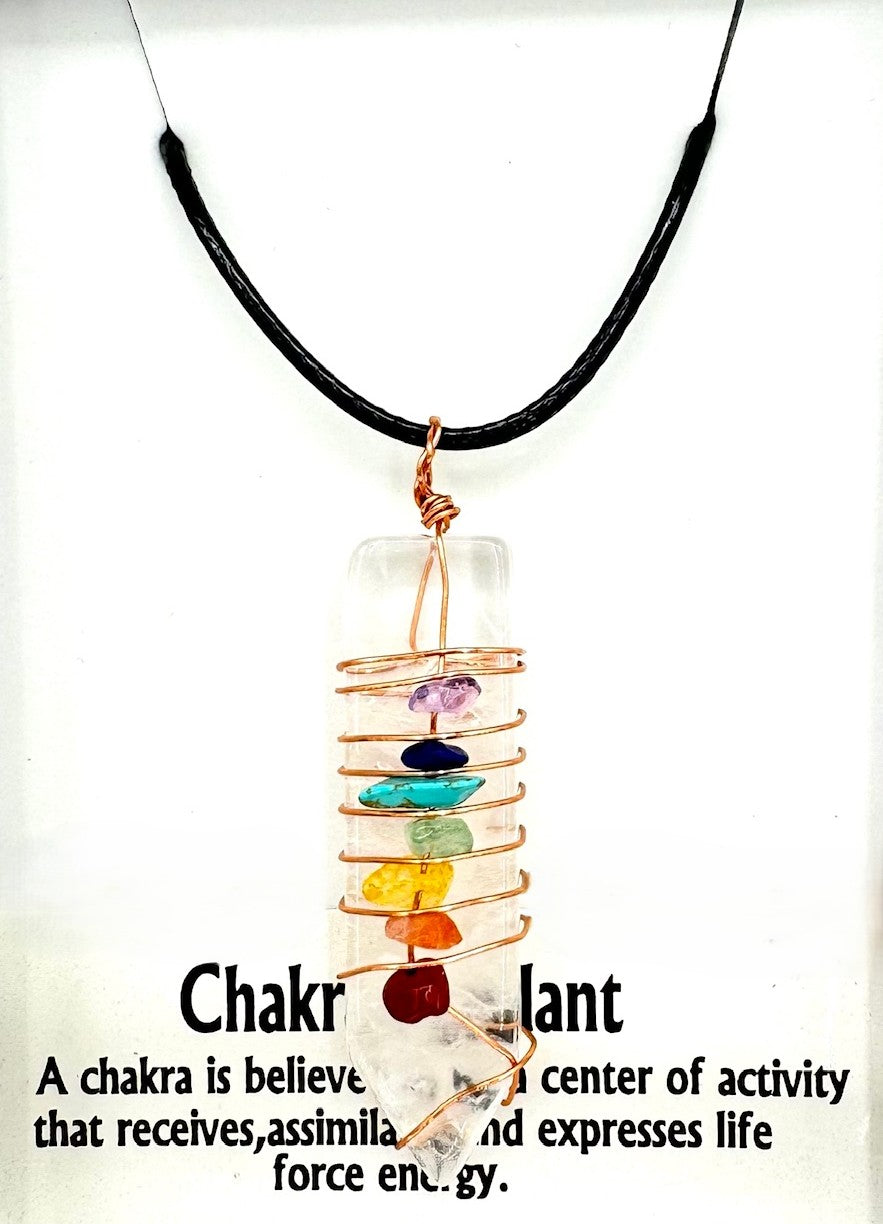 7 Chakra Gemstone Pendant Necklace (II) - Rock Crystal