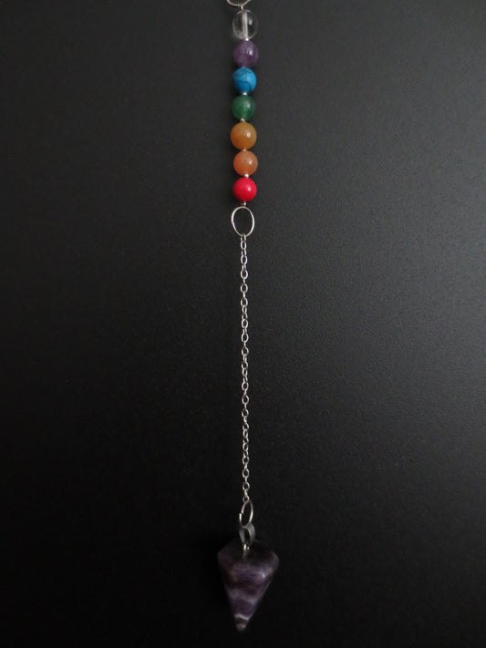 Amethyst 7 Chakra Gemstone Pendulum