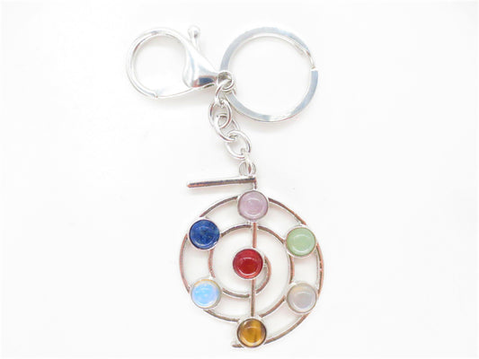 Wholesale Metal Chakra Orb Keychain with 7 Gemstones