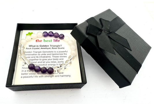 8mm Golden Triangle (II) Gemstone Bracelet – Gift Box Included