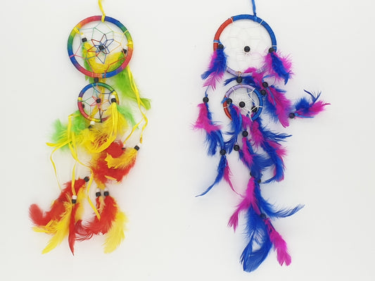 8cm + 1 Round Dreamcatchers Yellow/Blue (6 pieces)