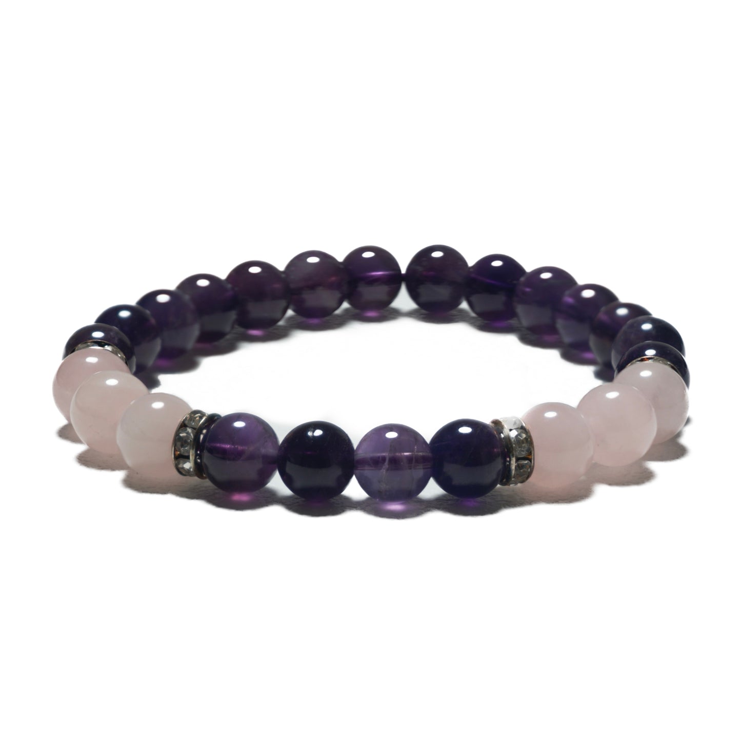 8mm Armband zonder Cadeaudoos - Amethyst en Diamant