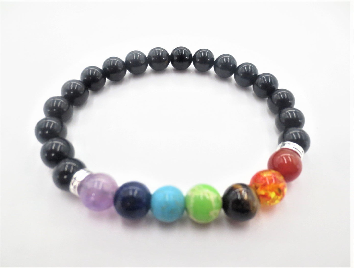 8mm 7-Chakra Zwarte Toermalijn Edelsteen Armband – Inclusief Cadeaubox