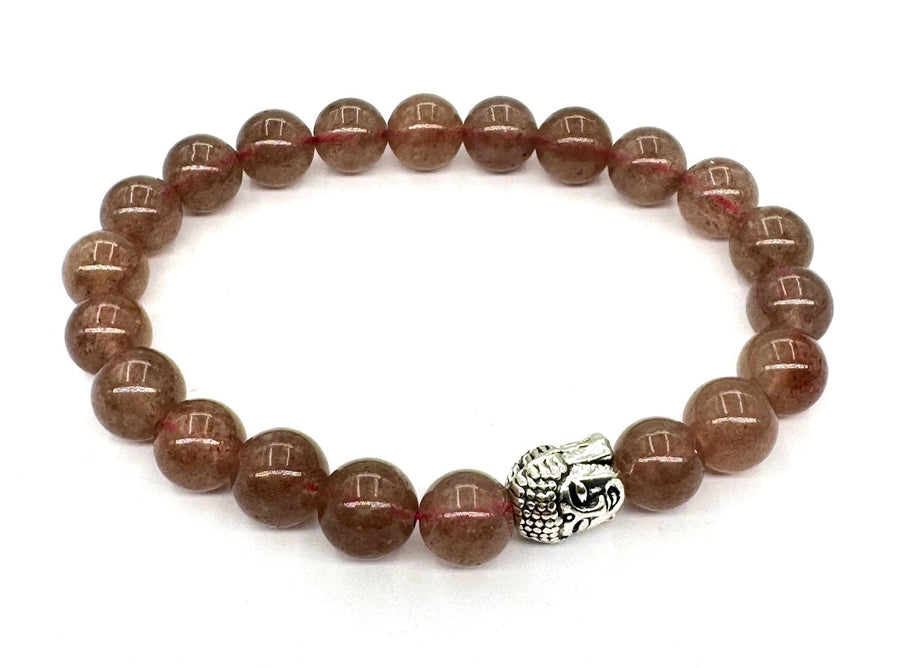 8mm Buddha Strawberry Quartz Gemstone Bracelet – Gift Box Included