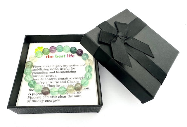8mm Fluorite Gemstone Bracelet – Gift Box Included