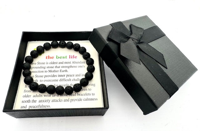 8mm Lavastone Gemstone Bracelet – Gift Box Included