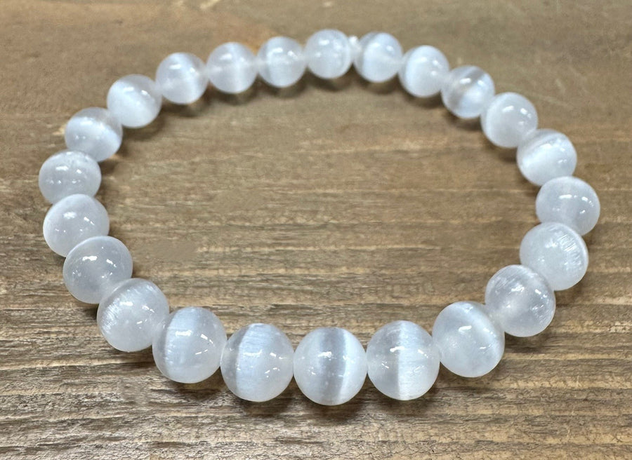 8mm Selenite (AA Quality) Gemstone Bracelet – Gift Box Included