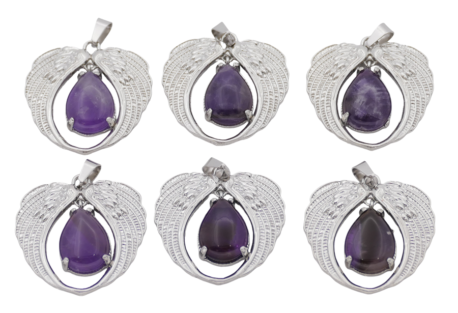 Angel Wing Amethyst Pendant (Set of 6 Pieces)