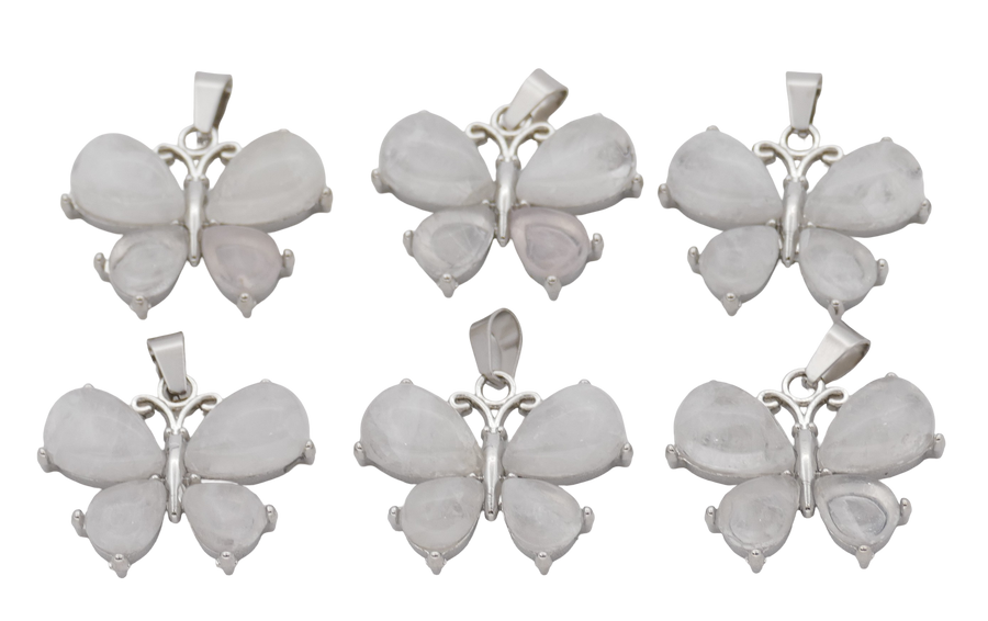 Bergkristal Vlinder Edelsteen Hangers (Set van 6 Stuks)