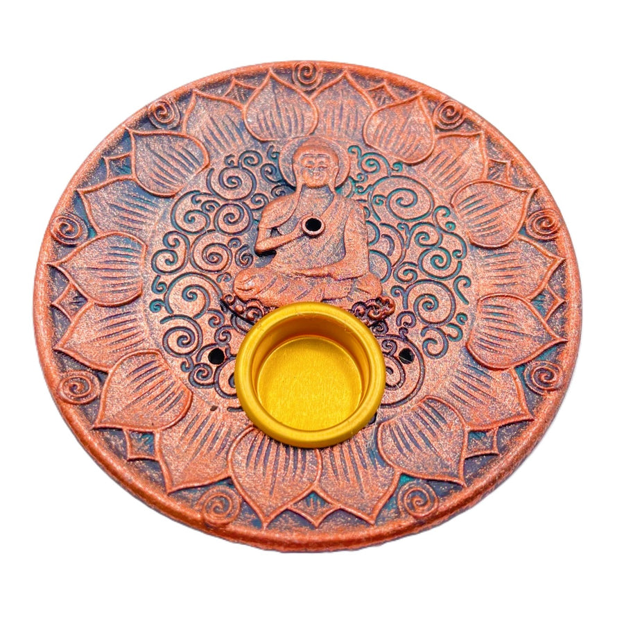 Bronse Boeddha Wierookhouder voor Stokjes & Kegels