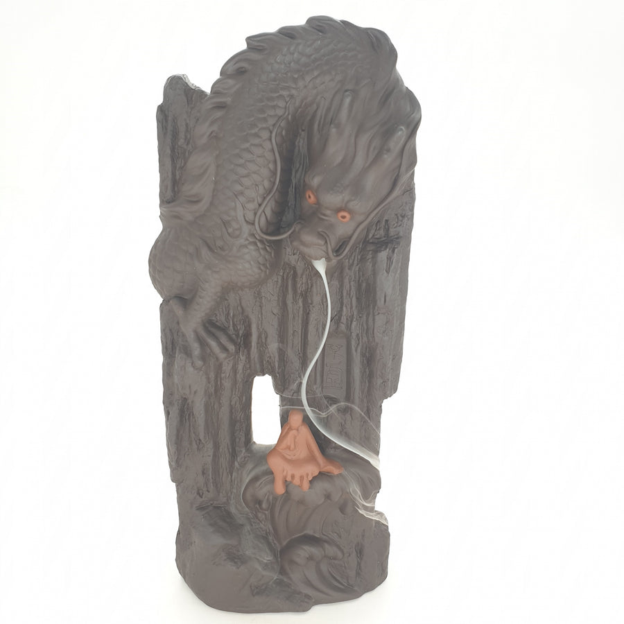 Backflow Incense Burner Chinese Dragon with Human (0702-1)