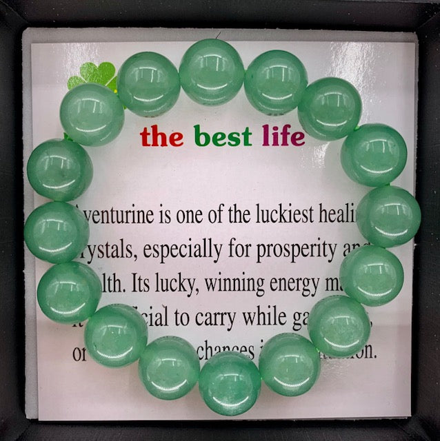 12mm Gemstone Bracelet with Gift Box - Aventurine