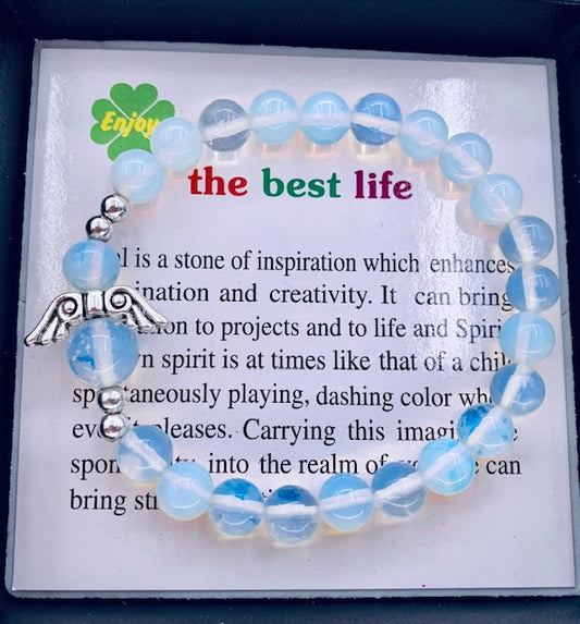 8mm Angel Bracelet with Box - Opal