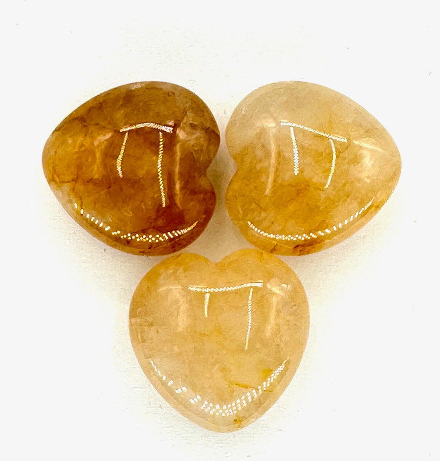 Gemstone Heart with Gift Bag - Golden Quartz (3pcs)