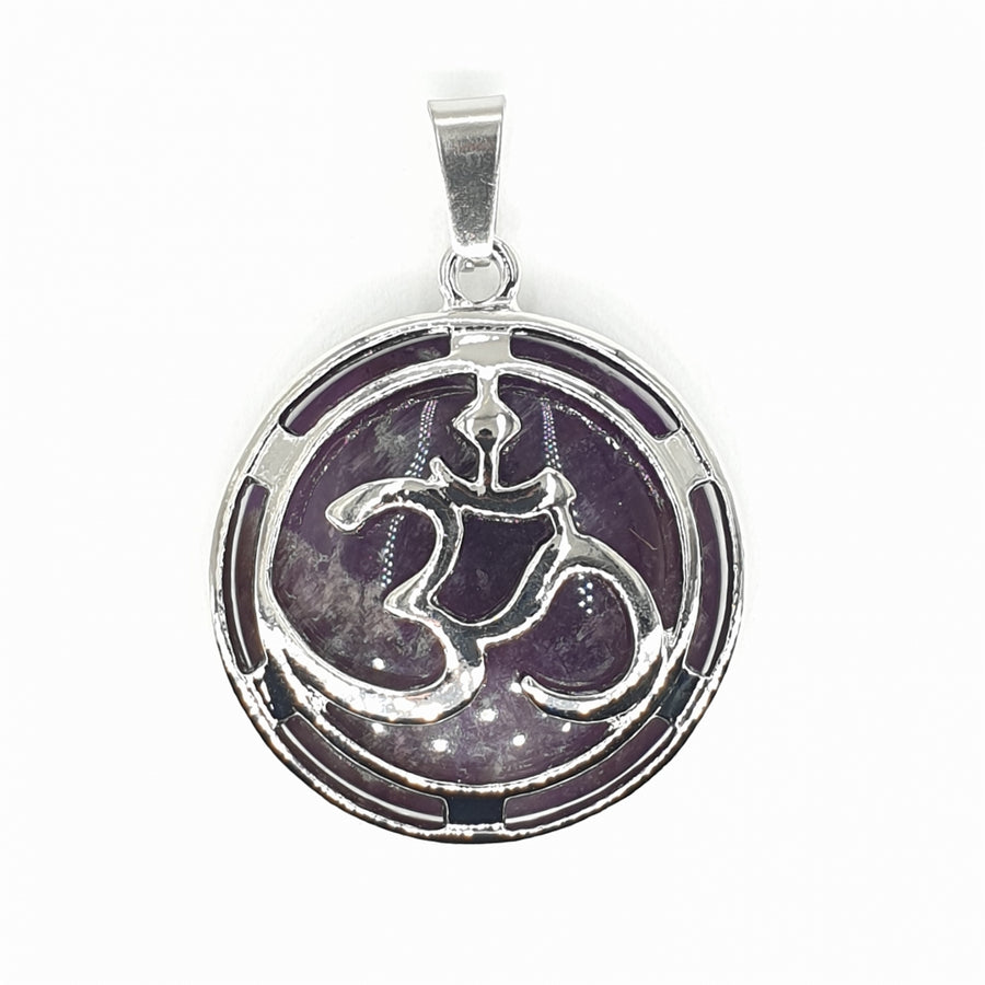Gemstone Om Pendant - Amethyst