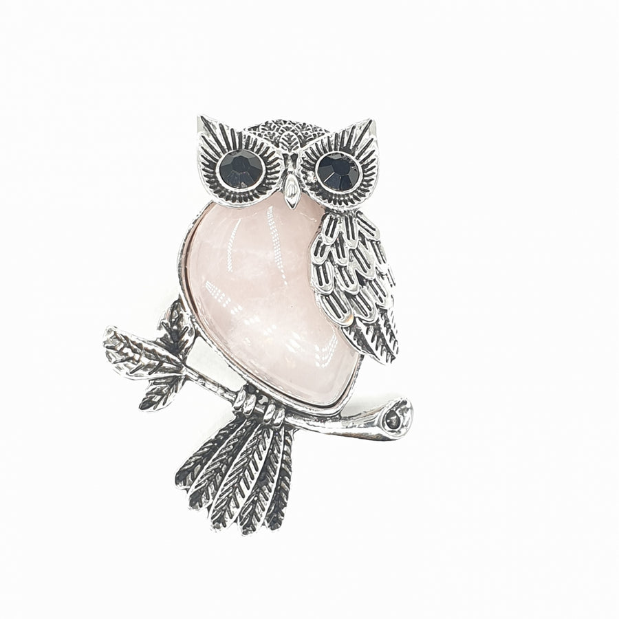 Rose Quartz Pendant with Gemstone Eyes