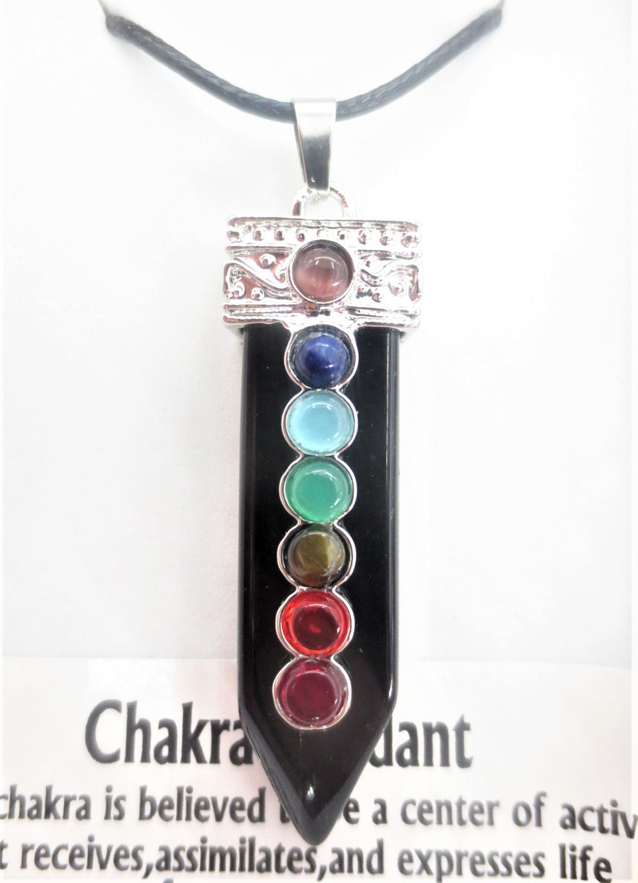 7 Chakra Gemstone Pendant Necklace (I) - Onyx
