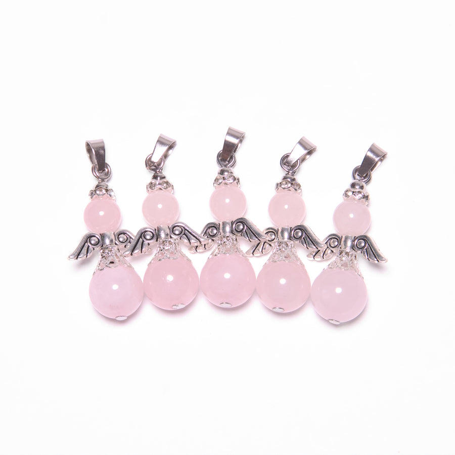 Angel Gemstone Pendant Set (5pc) - Rose Quartz