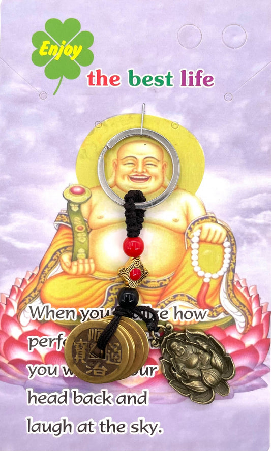 Lucky Coins Buddha on Lotus Keychain (Luxury)