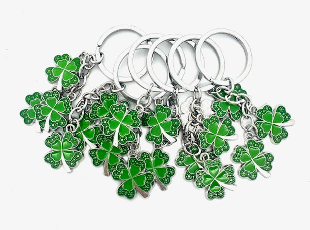 Wholesale 3 in 1 Lucky Four-Leaf Metal Clover Keychain (6 pieces)
