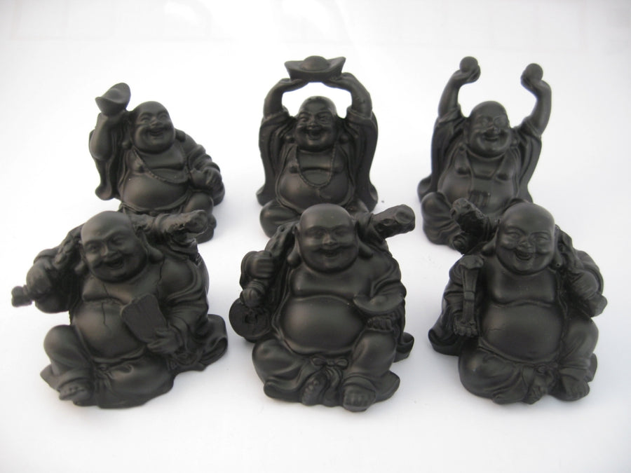 8cm Buddha Set Sitting - Black (6pcs)