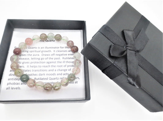 8mm Rutile Quartz Gemstone Bracelet – Gift Box Included