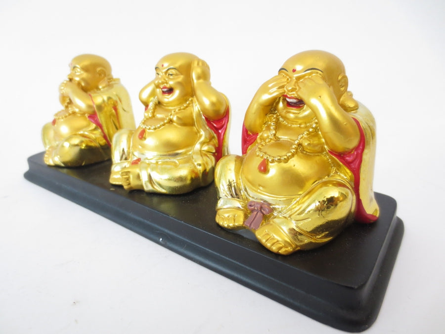 Wholesale - Happy Life Golden Buddha Set 3 - No Listen No Talk and Silence