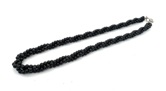 Groothandel Elegante Zwarte Onyx Geknoopte Kralenketting