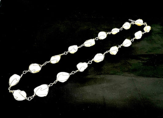 Polished Gemstone Necklace Wire Wrapped - Milky Quartz