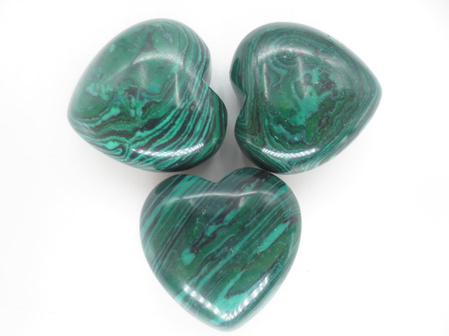 Gemstone Heart with Gift Bag - Malachite (3pcs)