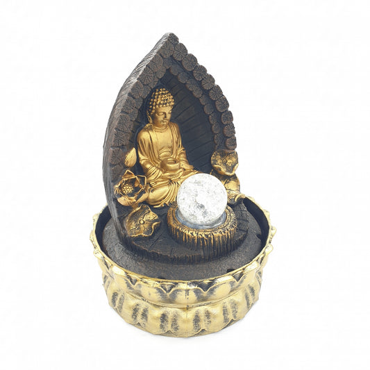 Meditation Led Lighting Buddha in Wall Gold Fountain Small (16094)