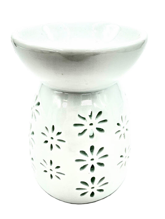 Ceramic Jasmine Flower Oil Burner White