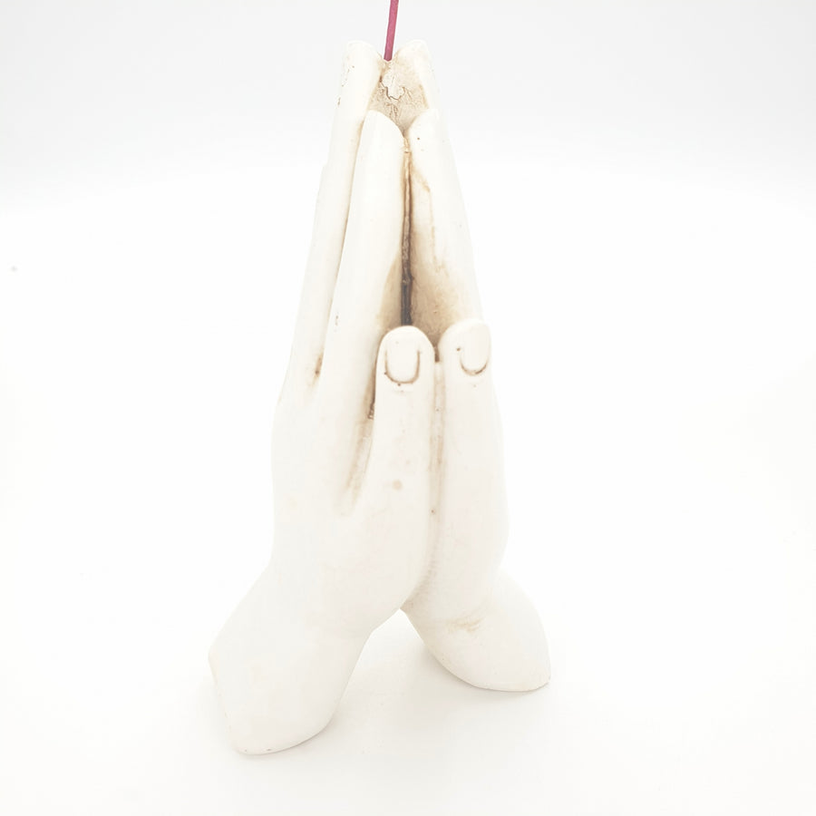 Hand wit mediterend - wierookhouder