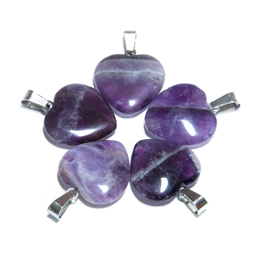 Heart Pendant Wholesale - Amethyst (5pcs)