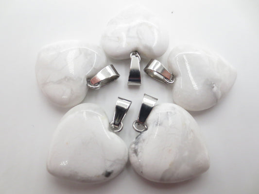 Heart Pendant Wholesale - Howlite (5pcs)