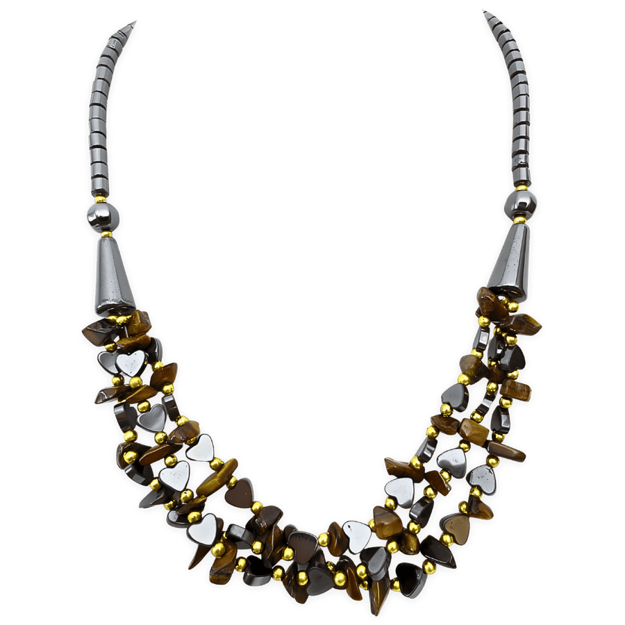 Hematiet hart ketting onyx