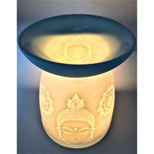 Ceramic Oil Burner White Thai Buddha 13 cm