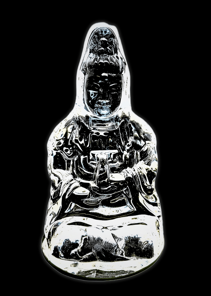 Kleine zittende Kwan Yin van kristalglas – 9 cm