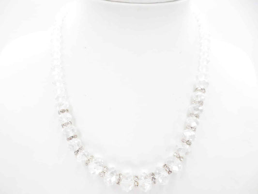 Crystal necklace with diamonds white