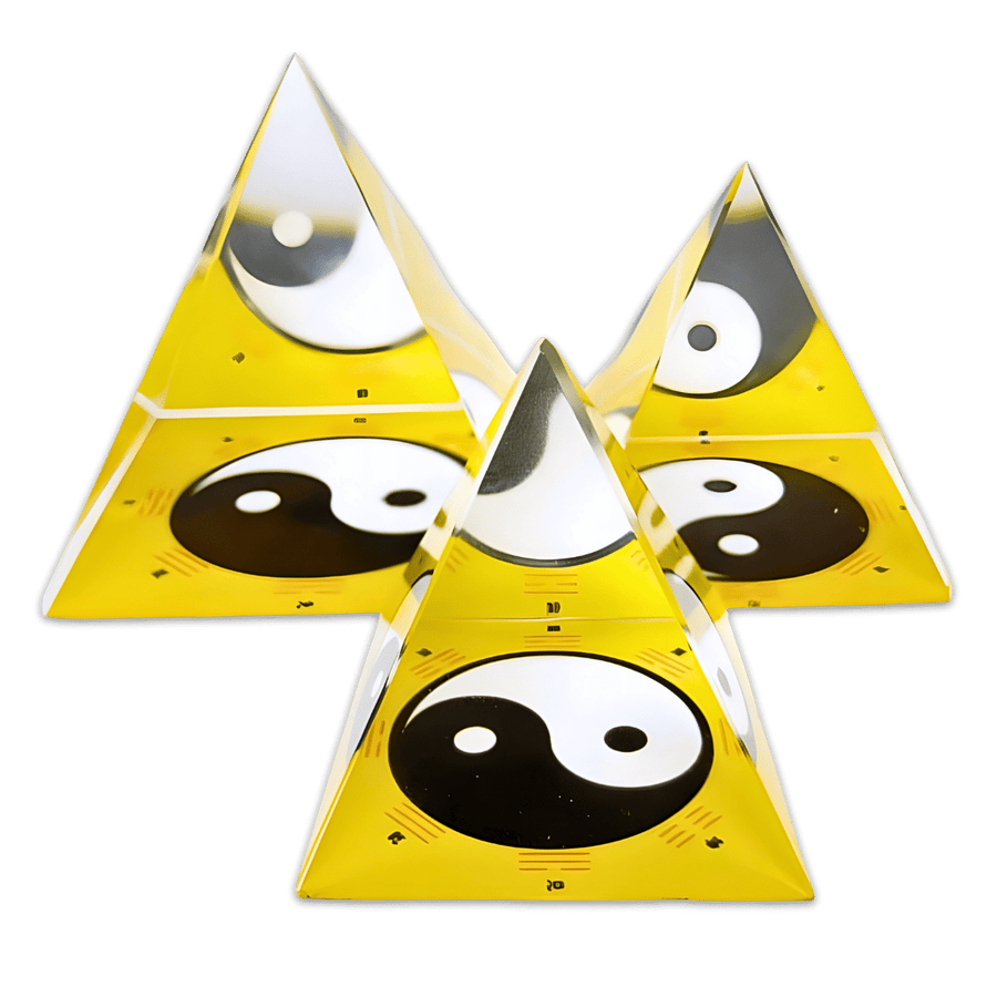 Kristalpiramide Yin Yang geel 4 × 4 cm
