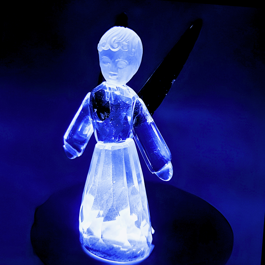 Crystal Glass Standing Angel Statue – Green (12 cm)