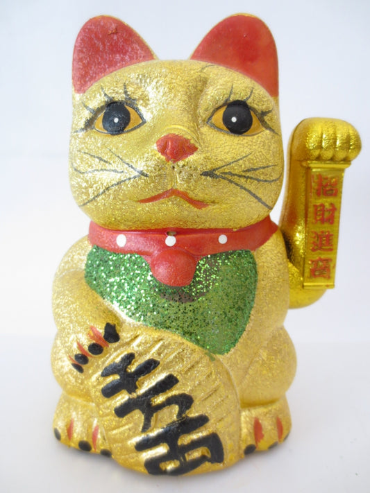 Lucky Glitter Cat Gold with Moveable Arm (Large)