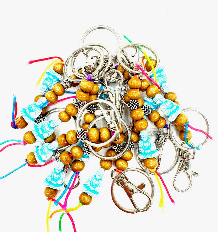Lucky Meditation Buddha Keychains - Blue 12 pieces