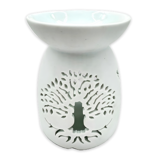 Oil burner White Tree of Life with Birds 13cm (large)